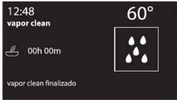 12:48 vapor clean 00h 00m 60° vapor clean finalizado