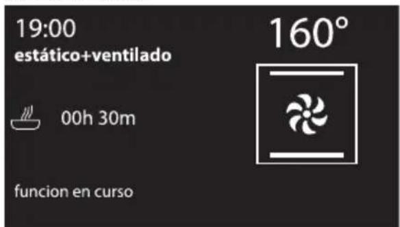 19:00 estático+ventilado 00h 30m funcion en curso 160°