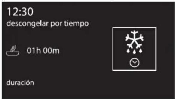 12:30 descongelar por tiempo 01h 00m duración