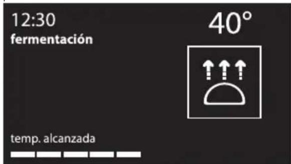 12:30 fermentación 40° temp. alcanzada