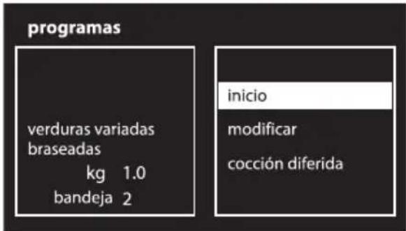 programas verduras variadas braseadas kg 1.0 bandeja 2 inicio modificar cocción diferida