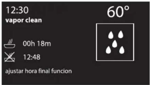 12:30 vapor clean 00h 18m 12:48 ajustar hora final funcion 60°