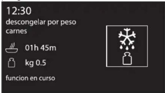 12:30 descongelar por peso carnes 01h 45m kg 0.5 funcion en curso