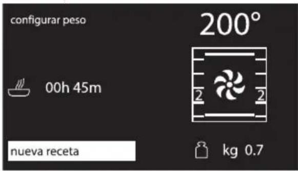 configurar peso 00h 45m 200° 2 2 2 nueva receta kg 0.7