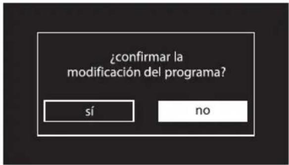 ¿confirmar la modificación del programa? sí no