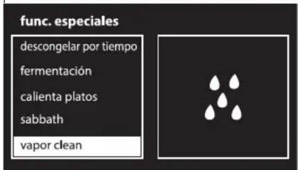 func. especiales descongelar por tiempo fermentación calienta platos sabbath vapor clean