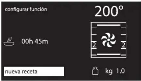 configurar función 00h 45m 200° 2 2 nueva receta kg 1.0