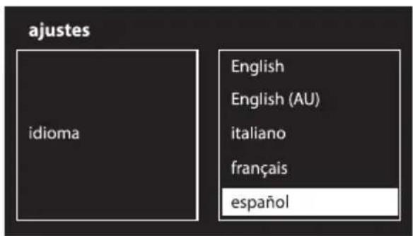 ajustes idioma English English (AU) italiano français español