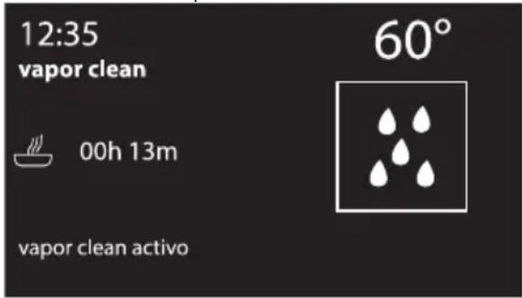 12:35 vapor clean 00h 13m 60° vapor clean activo