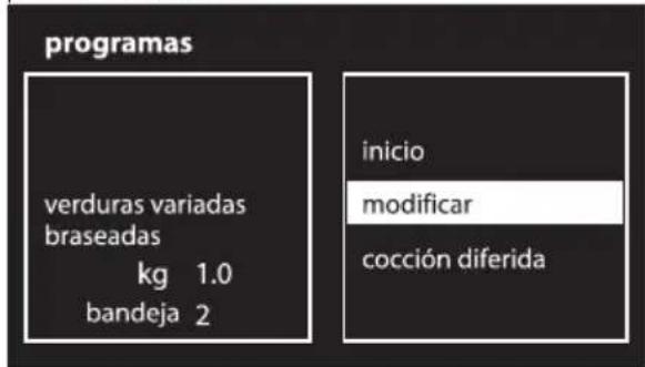 programas verduras variadas braseadas kg 1.0 bandeja 2 inicio modificar cocción diferida