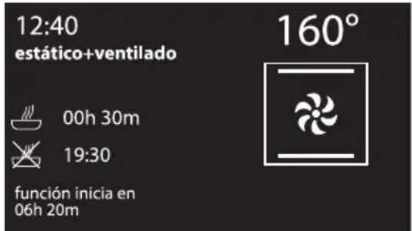 12:40 estático+ventilado 00h 30m 19:30 función inicia en 06h 20m 160°