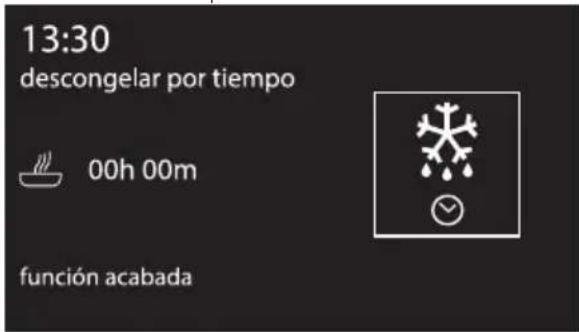 13:30 descongelar por tiempo 00h 00m función acabada