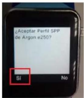 ¿Aceptar Perfil SPP de Argon e250? SI No