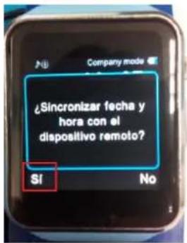 Sincronizar fecha y hora con el dispositivo remoto? SI No
