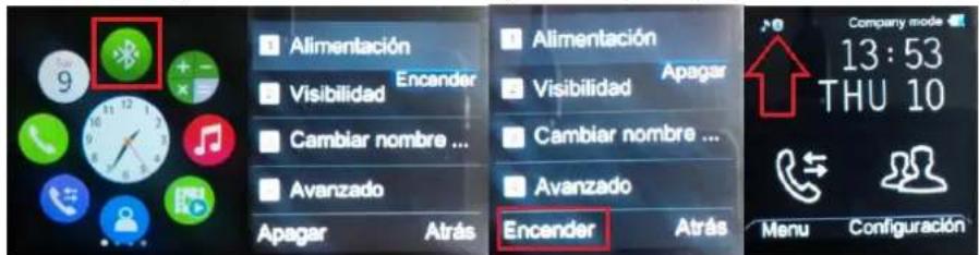 Alimentación Visibilidad Encander Cambiar nombre ... Avanzado Apagar Atrás Alimentación Visibilidad Apagar Cambiar nombre ... Avanzado Encender Atrás Company mode 13:53 THU 10 Menu Configuración