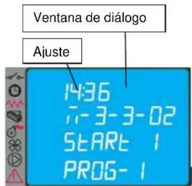 Ventana de diálogo Ajuste 14:36 7-3-3-02 START 1 PROG-1