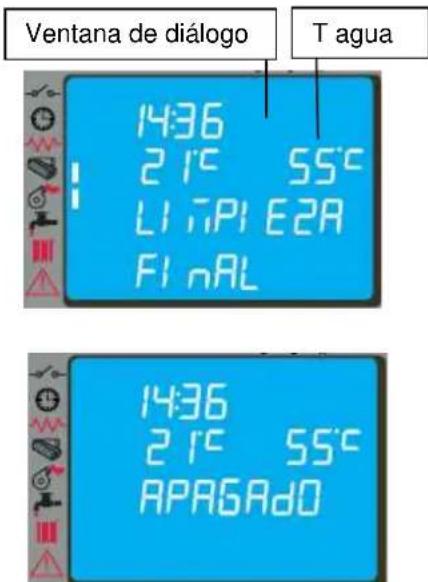 Ventana de diálogo T agua 14:36 2 1°C 55°C LI 7PI E2A FI nAL 14:36 2 1°C 55°C APAGAd0