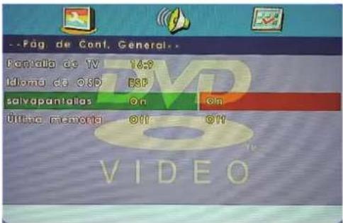 --Pág de Cont. General Pantilla de TV 16:9 Idema de O5D ESP salvapantillas On On Ultiva memoria Off Off VIDEO