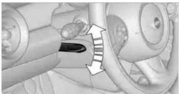 Mechanical assembly diagram showing a lever interacting with a component, no text or symbols present