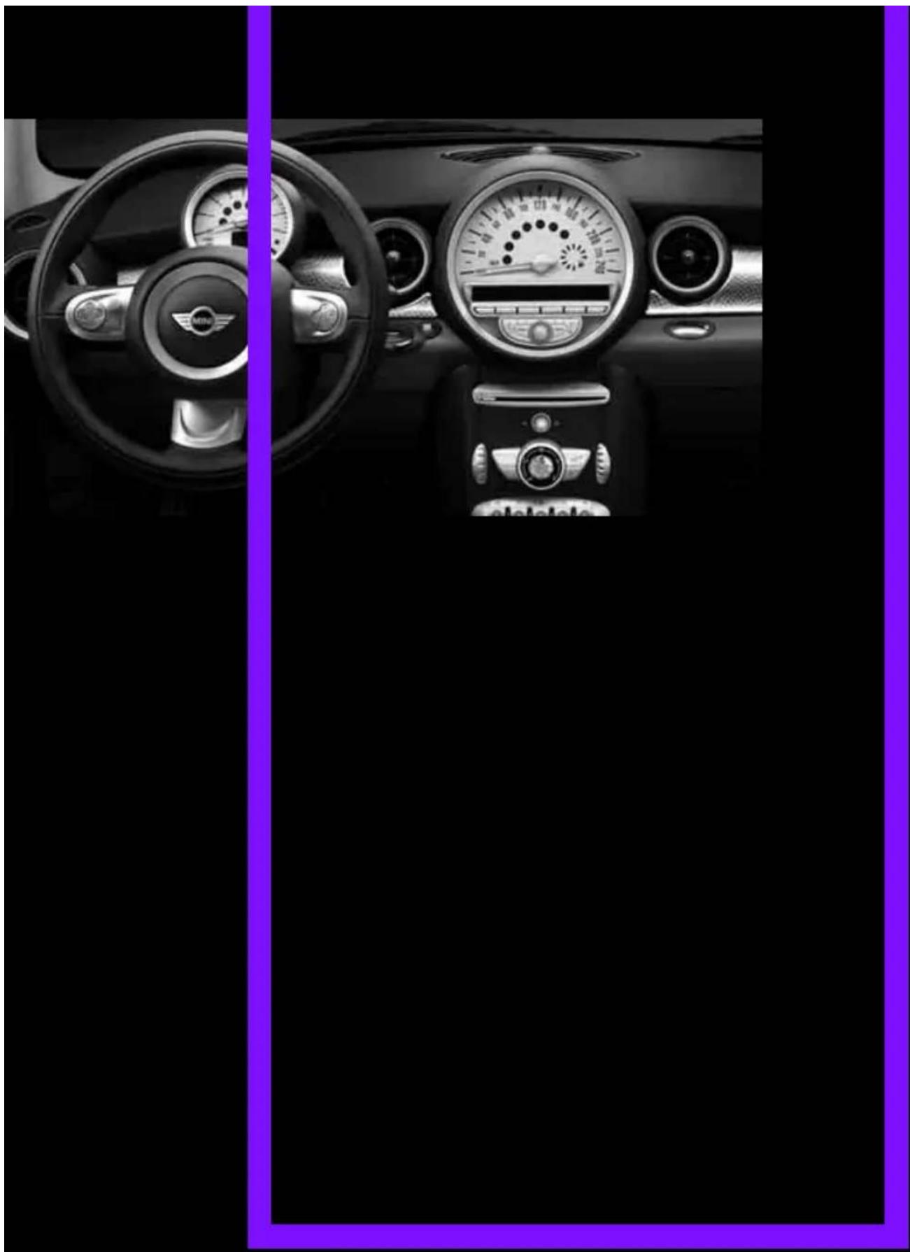 Interior view of a car dashboard and steering wheel, showing steering wheel, speedometer, and dashboard (no visible text or symbols)