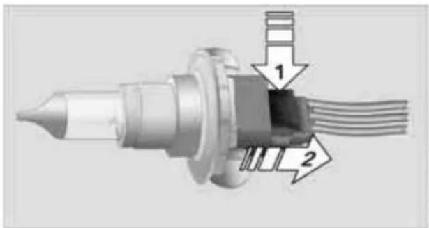 Technical diagram of a mechanical component with numbered parts and directional arrows indicating assembly or flow.