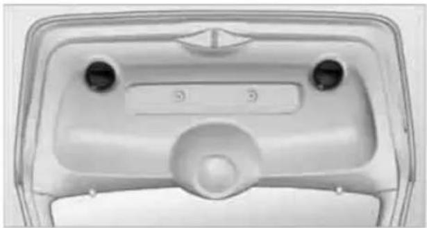 Top-down view of a white appliance front panel with circular buttons and a central knob (no text or symbols visible)