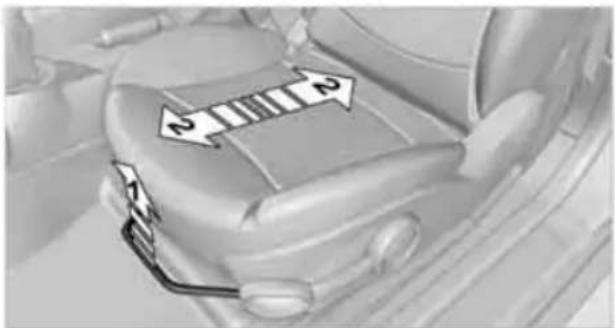 Top-down view of a car's seat with directional arrows indicating north and south (no text or symbols)
