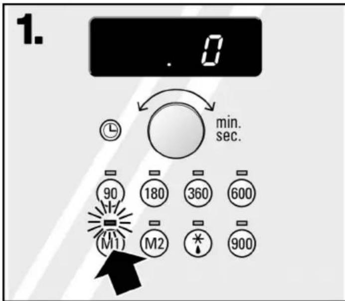 1. . 0 min. sec. 90 180 360 600 M1 M2 * 900