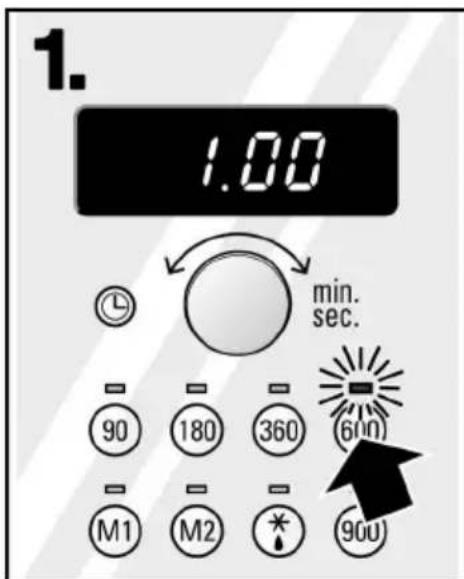 1. 1.00 min. sec. 90 180 360 (600) M1 M2 * 900
