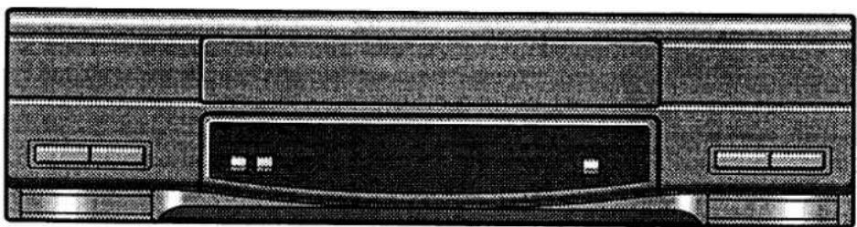 Front view of a computer monitor with drive bays and a central CD (no visible text or symbols)