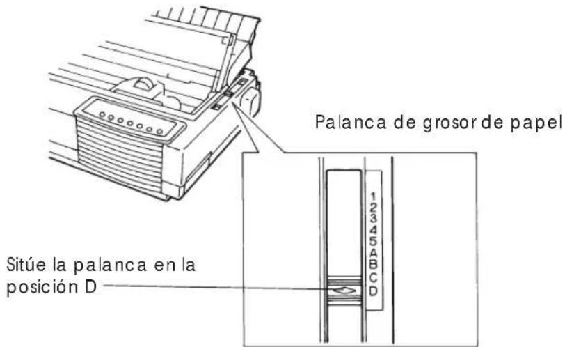 Palanca de grosor de papel Sitúe la palanca en la posición D