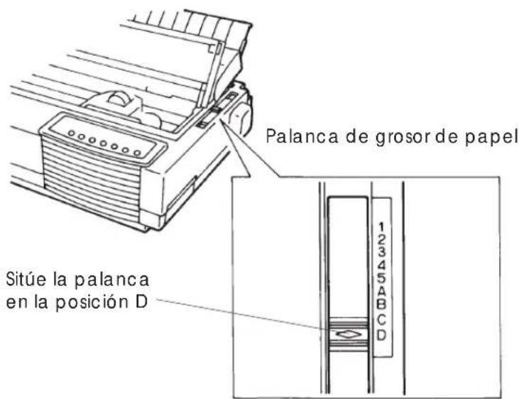 Palanca de grosor de papel Sitúe la palanca en la posición D