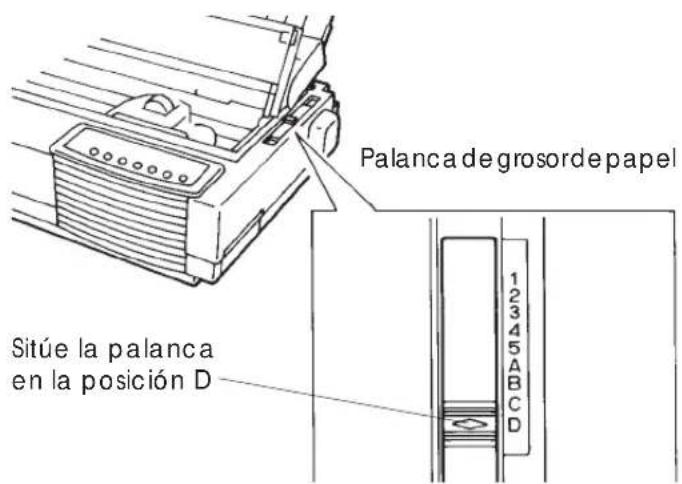 Palanca de grosorde papel Sitúe la palanca en la posición D 1 2 3 4 5 A B C D