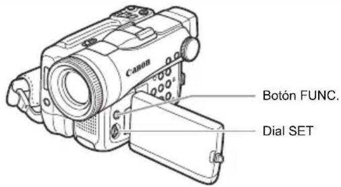 CANON MVX45i - Cambio de los ajustes con el botón FUNC. - 1