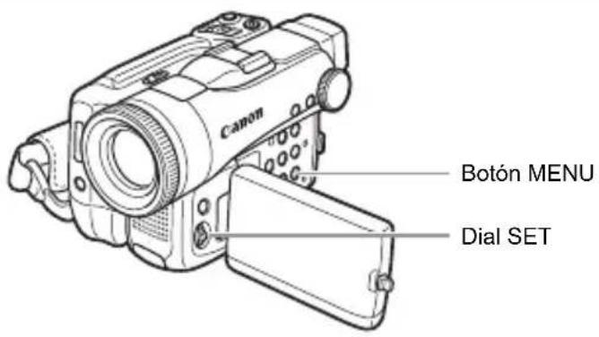 CANON MVX45i - Cambio de los ajustes con el botón MENU - 1