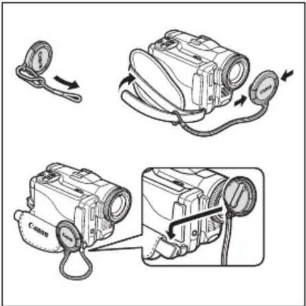 CANON MVX45i - Fijación de la tapa del objetivo - 1