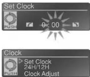 Set Clock 0:00 Clock Set Clock 24H/12H Clock Adjust