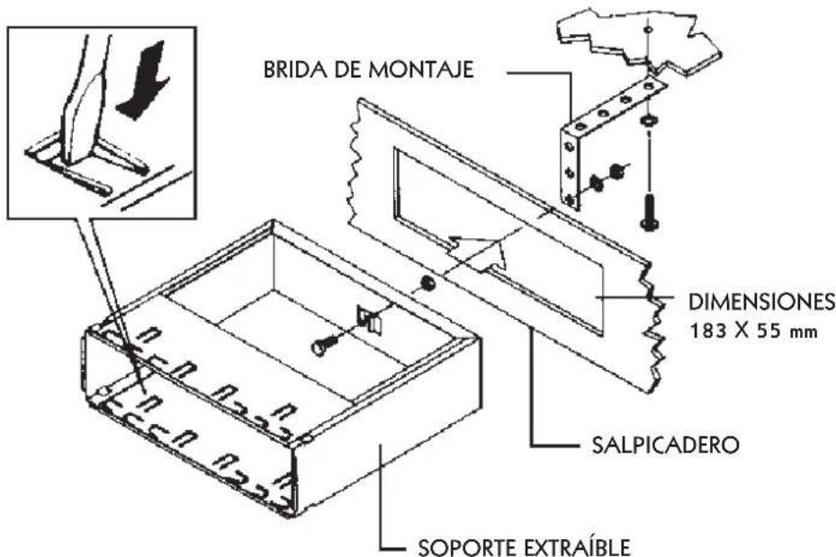BRIDA DE MONTAJE DIMENSIONES 183 X 55 mm SALPICADERO SOPORTE EXTRAÍBLE