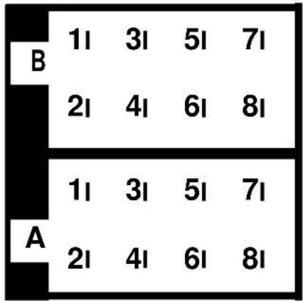 B 1I 3I 5I 7I 2I 4I 6I 8I A 1I 3I 5I 7I 2I 4I 6I 8I