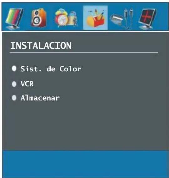 INSTALACION • Sist. de Color • VCR • Almacenar