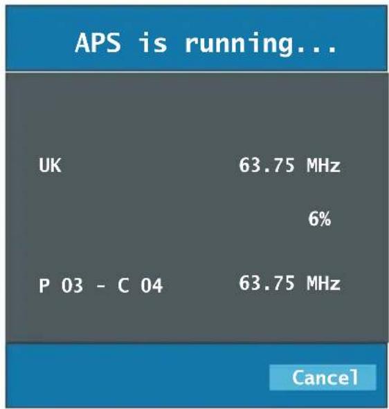 APS is running... UK 63.75 MHz 6% P 03 - C 04 63.75 MHz Cancel