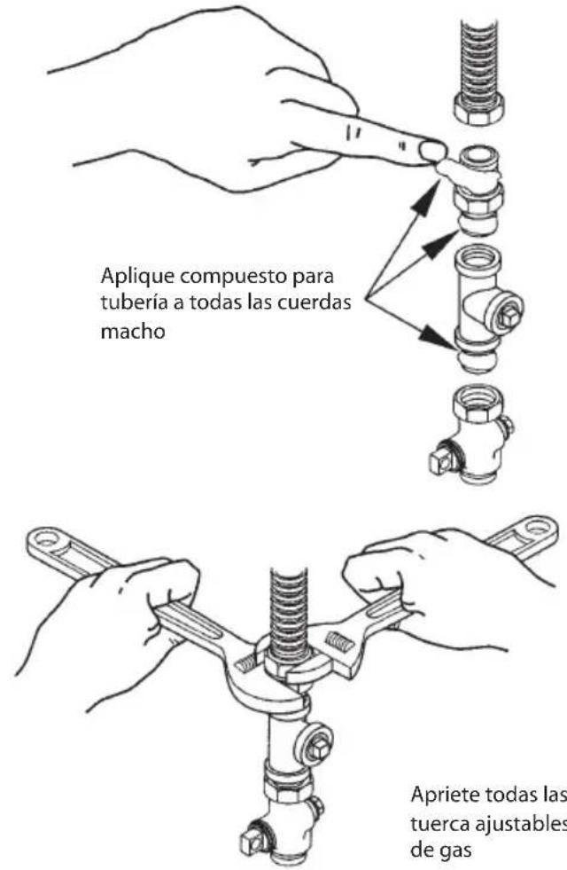 Aplique compuesto para tubería a todas las cuerdas macho Apriete todas las tuerca ajustables de gas