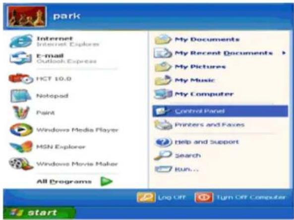 park Internet Internet Explorer E-mail Outlook Express HCT 10.0 Notepad Paint Windows Media Player MSN Explorer Windows Movie Maker All Programs My Documents My Recent Documents > My Pictures My Music My Computer Control Panel Printers and Faxes help and Support Search Run... Log Off Turn Off Computer start