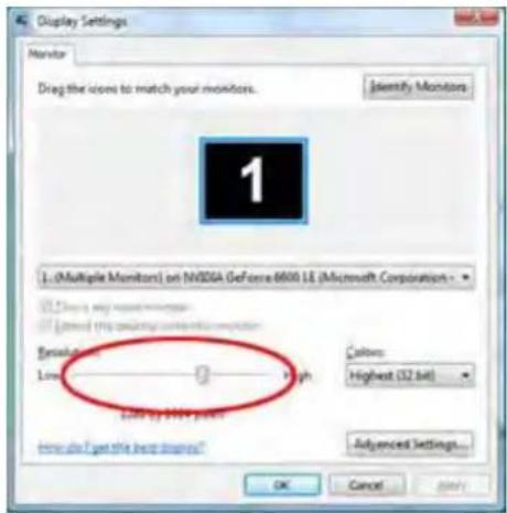 Display Settings Monitor Drag the icons to match your monitors. Identify Monitors 1 (Multiple Monitors) on NVIDIA Before 6500 LE (Microsoft Corporation) Balance: Low High Colors: Highest (32 bit) More than get the help diagram? Advanced Settings... OK Cancel Apply