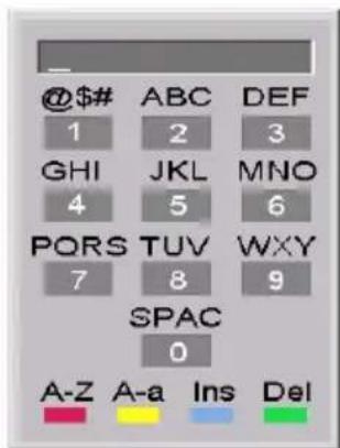 @$# ABC DEF 1 2 3 GHI JKL MNO 4 5 6 PORS TUV WXY 7 8 9 SPAC 0 A-Z A-a Ins Del