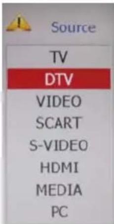 Source TV DTV VIDEO SCART S-VIDEO HDMI MEDIA PC