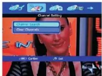 Channel Setting Channel Search Clear Channels OK Cancel Exit