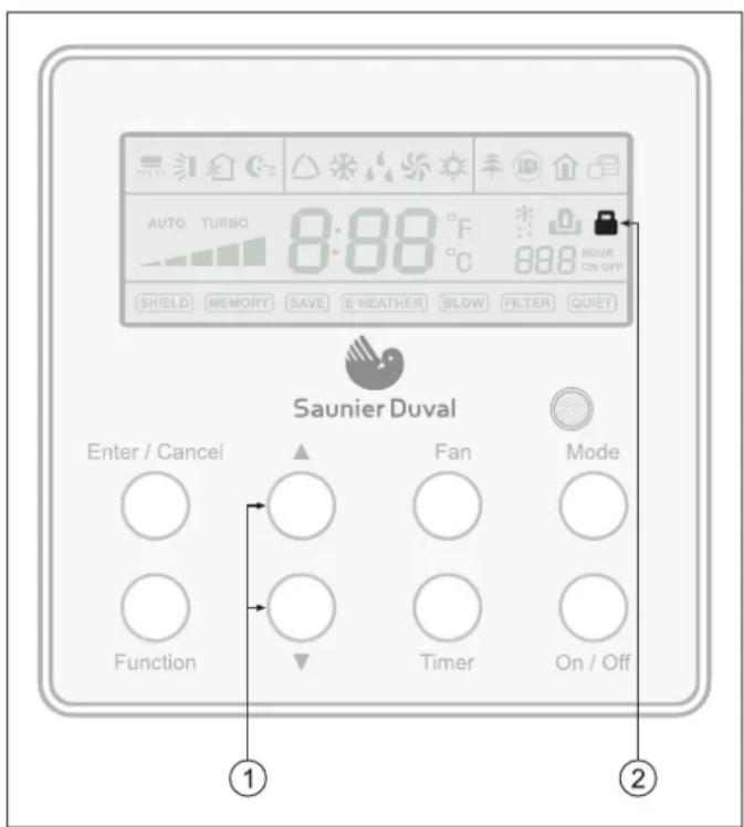 SAUNIER DUVAL SDH 17-050 ND - Bloqueo del control por cable (Función LOCK) - 1