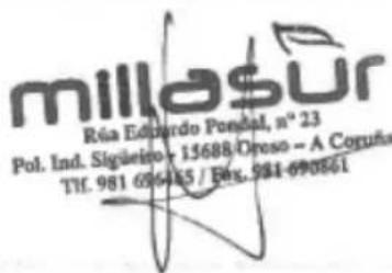 millasur Rúa Eduardo Pondal, n° 23 Pol. Ind. Sigüeiro - 15688 Oreso - A Coruña Tlf. 981-056-145 / Bix. 981-090861