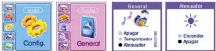 Made Config. Config. General General Apagar Temporizador Atenuador Atenuador Encender Apagar